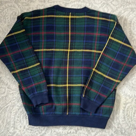 Vintage 80s Izod Plaid Cotton Sweater Large - Picture 4 of 4